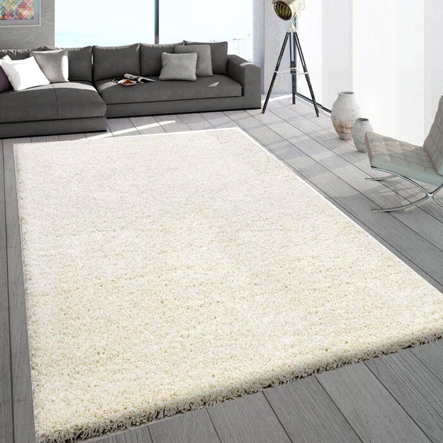 Extra Large Shaggy Rug 160x230cm 5cm Thick Soft High Pile Cream Room Carpet