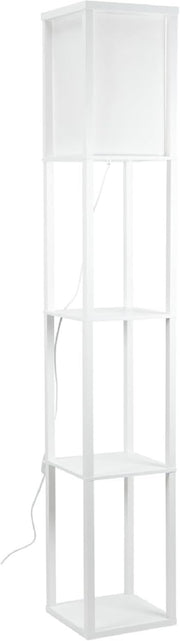 LED Floor Lamp with Shelves White Wooden Display Storage Light Modern Home