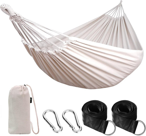 Portable Cotton Hammock with Tree Straps & Travel Bag, 1 Person, 300kg