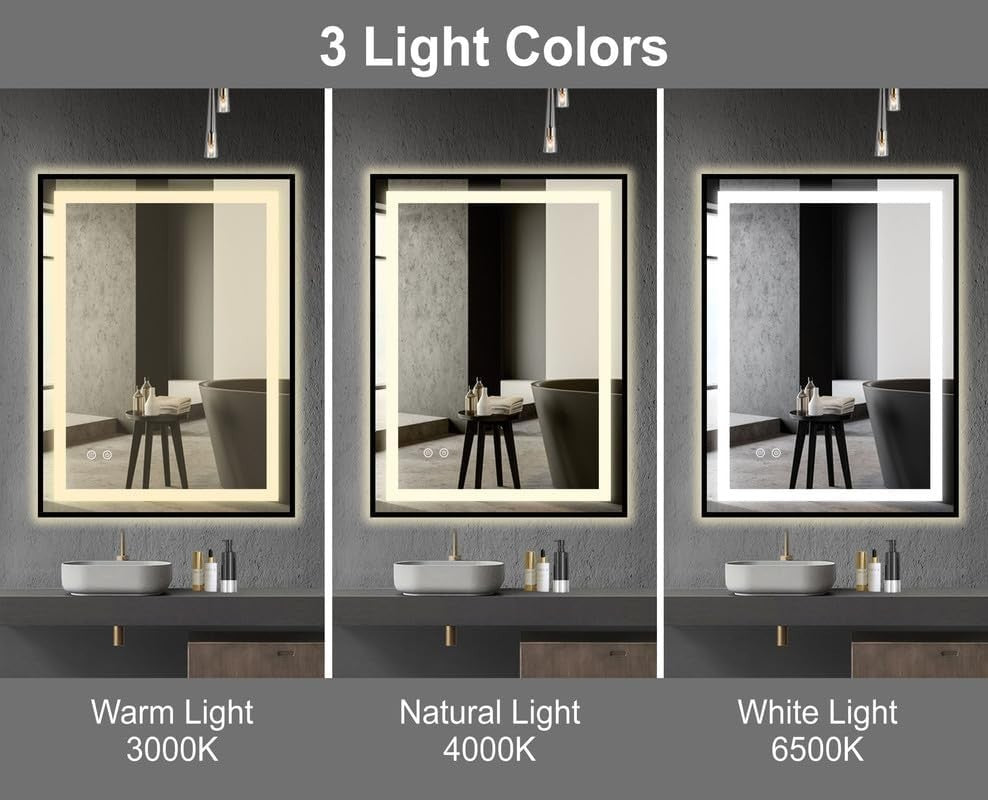Illuminated LED Bathroom Mirror 70x50cm Dimmable Touch Control Anti-Fog