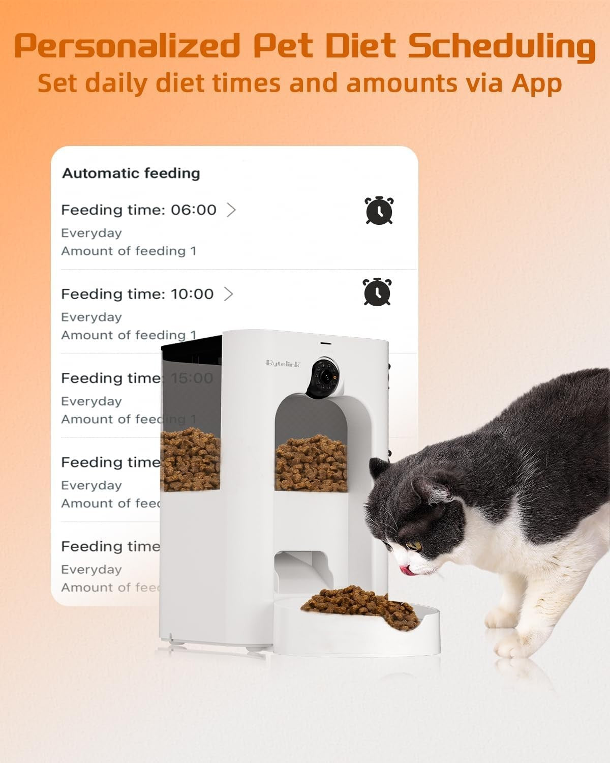 Smart Cat Feeder Camera WiFi App Control 1080P HD 4L Auto Dispenser