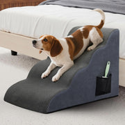4‑Step High‑Density Foam Dog Stairs for Bed & Sofa – Non‑Slip Pet Ramp