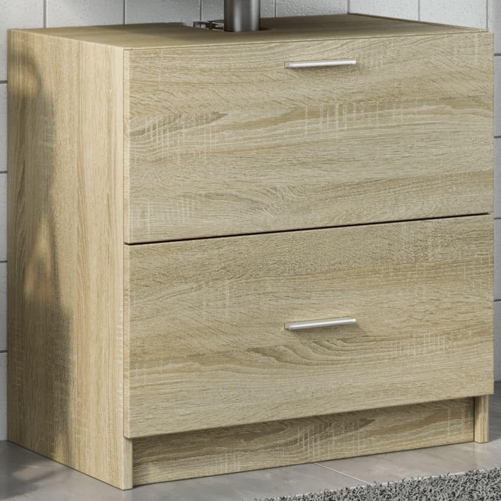 Sonoma Oak Bathroom Sink Cabinet 59x37x59cm Modern Under Sink Storage Unit