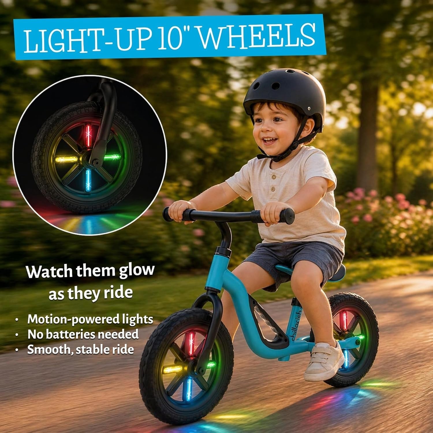 Kids Balance Bike Light Up Wheels Adjustable Toddler Bike 18M-4Y Blue