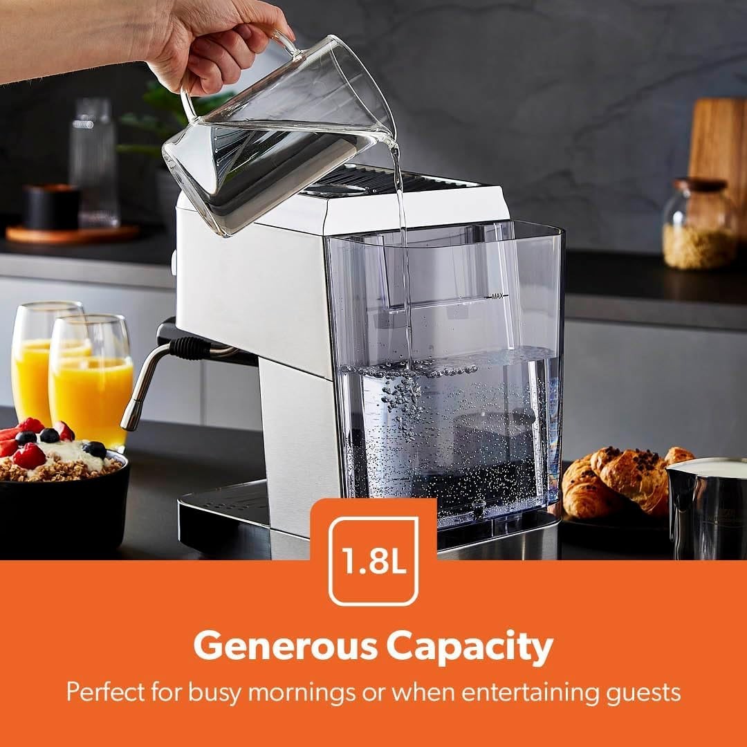 15 Bar Espresso Machine 1.8L | Milk Frother | 1140W | Grinder Combo