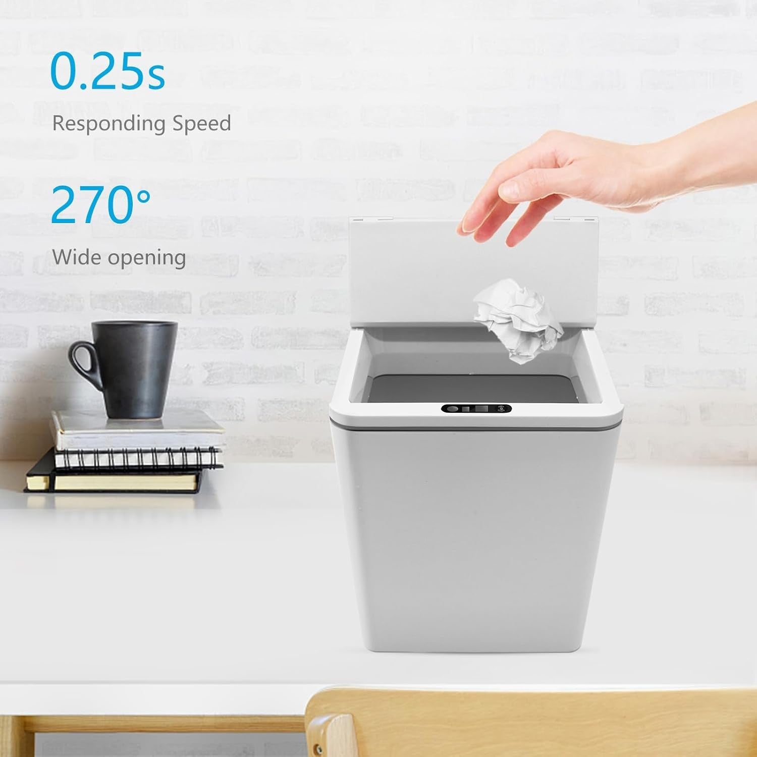 6L Touchless Mini Trash Can | Automatic Sensor Bin Grey 1.5 Gal