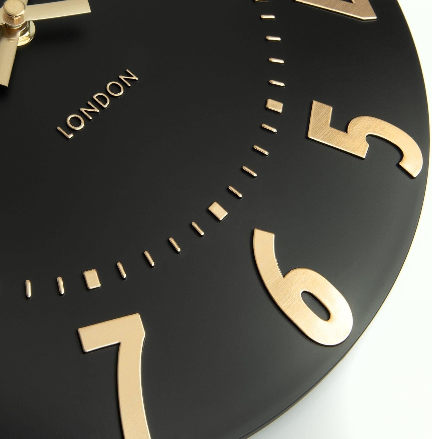 12" Black Wall Clock with Metallic Numerals | Silent Quartz Movement