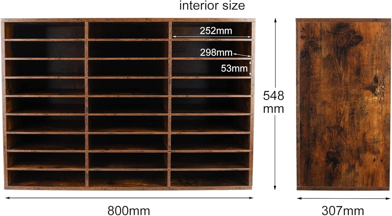 Wooden 9-Tier Desk Organizer with 27 Compartments A4 Filing Tray Office