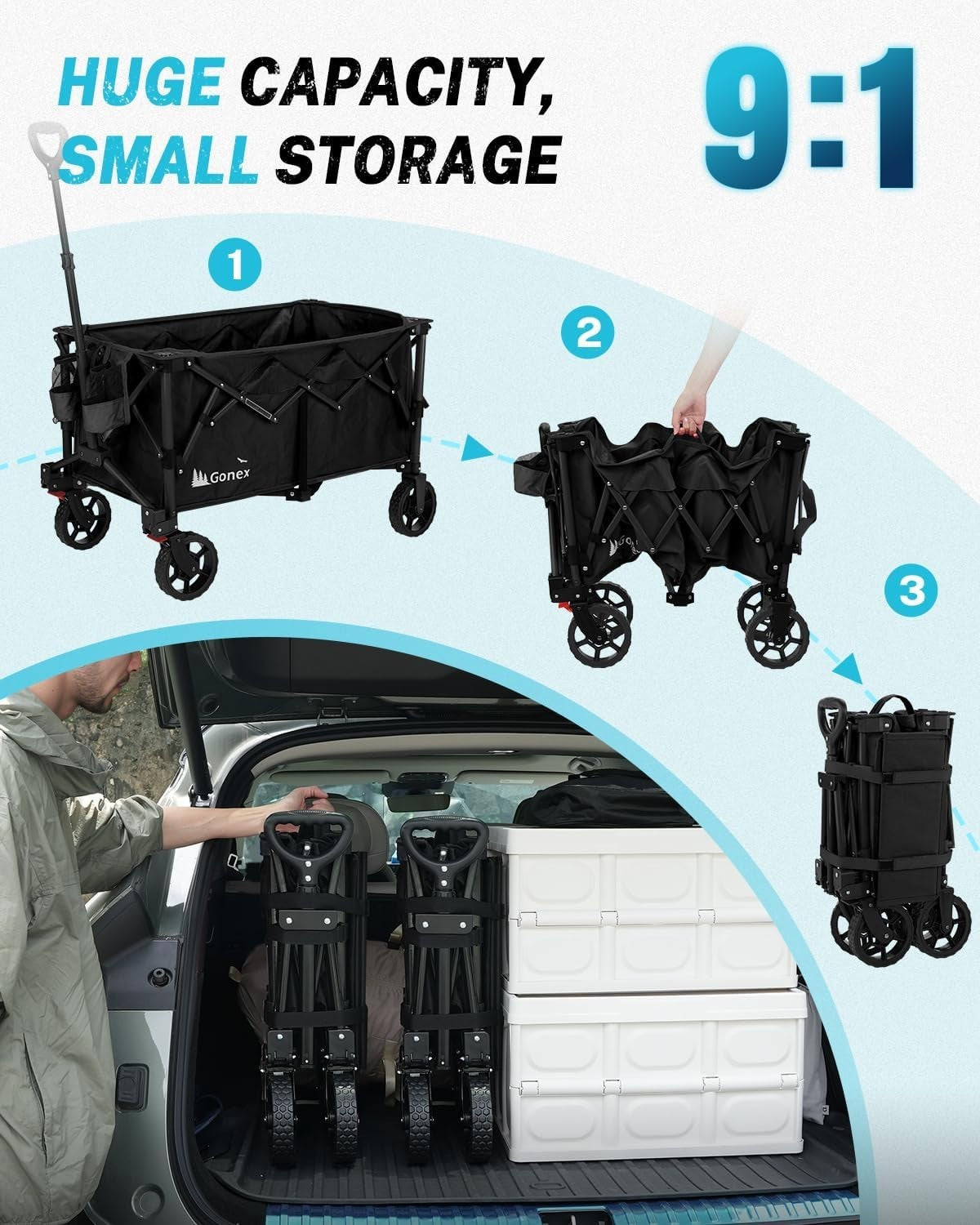 Heavy Duty 200L Folding Festival Trolley Cart 150KG All-Terrain Wheels