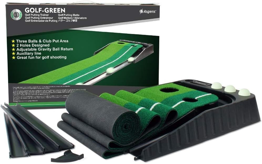 Indoor Golf Putting Mat 9.8ft Automatic Ball Return Practice Green Set