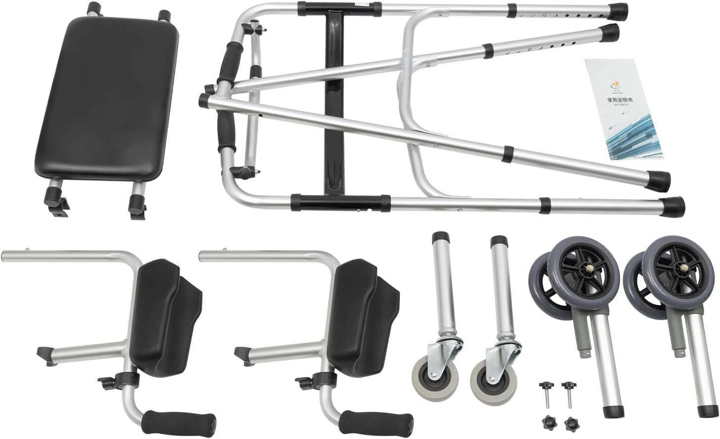 Upright Rollator Walker Folding Seat 4 Wheels Heavy Duty Indoor Outdoor