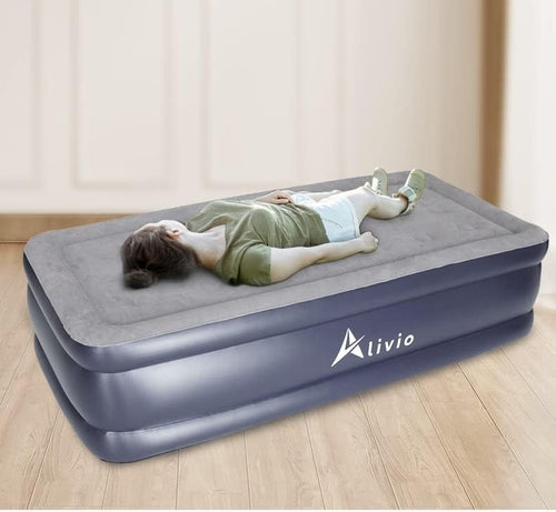 Single Inflatable Air Mattress 192x99x45cm Built-In Pump Soft Top Bed