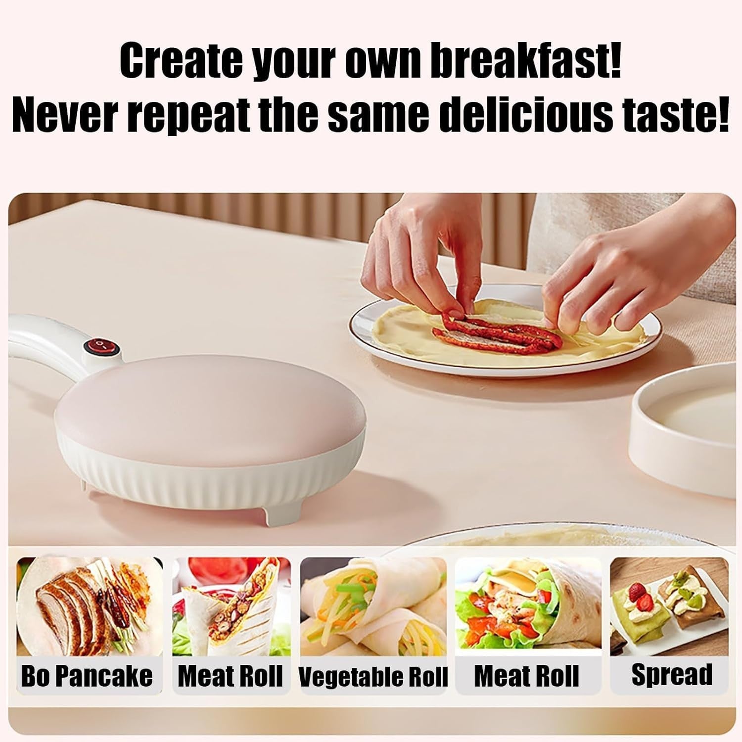 Electric Handheld Crepe Maker 600W Non-Stick Pancake Machine
