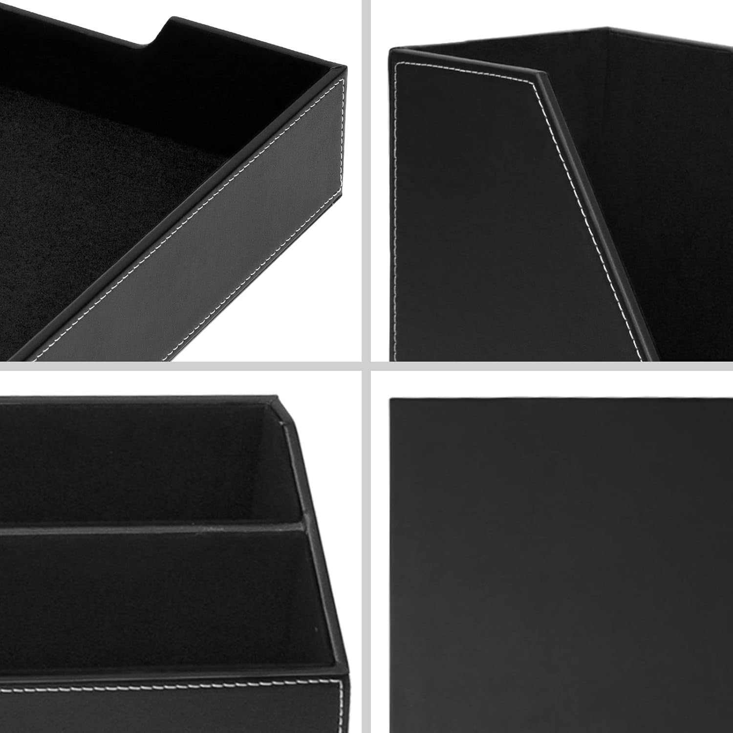 Luxury PU Leather 6-Piece Desk Organizer Set – Pen Holder, Paper Tray, File Stor