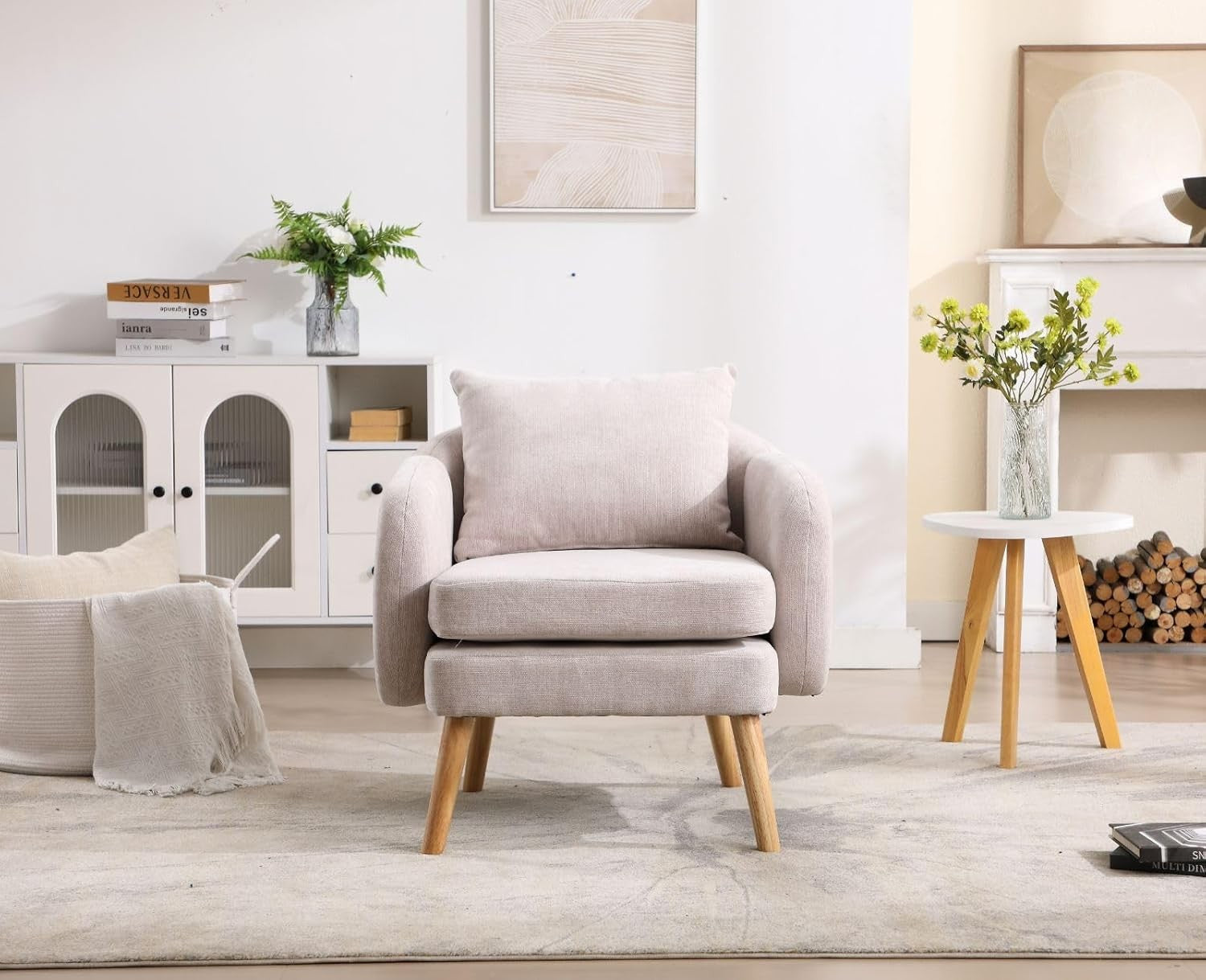 Grey Chenille Tub Chair Upholstered Accent Armchair