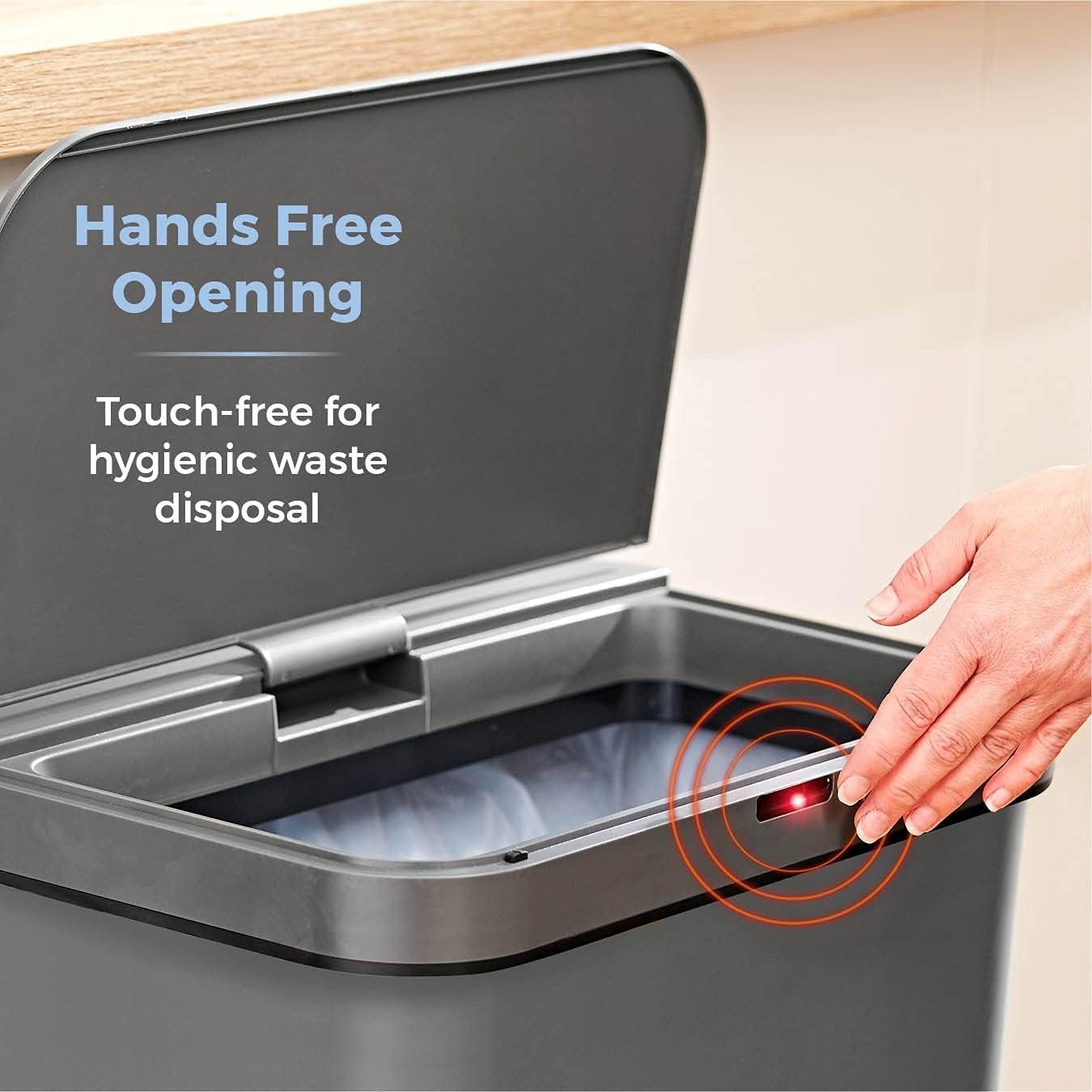 50L Automatic Sensor Kitchen Bin Motion Touchless Waste Grey