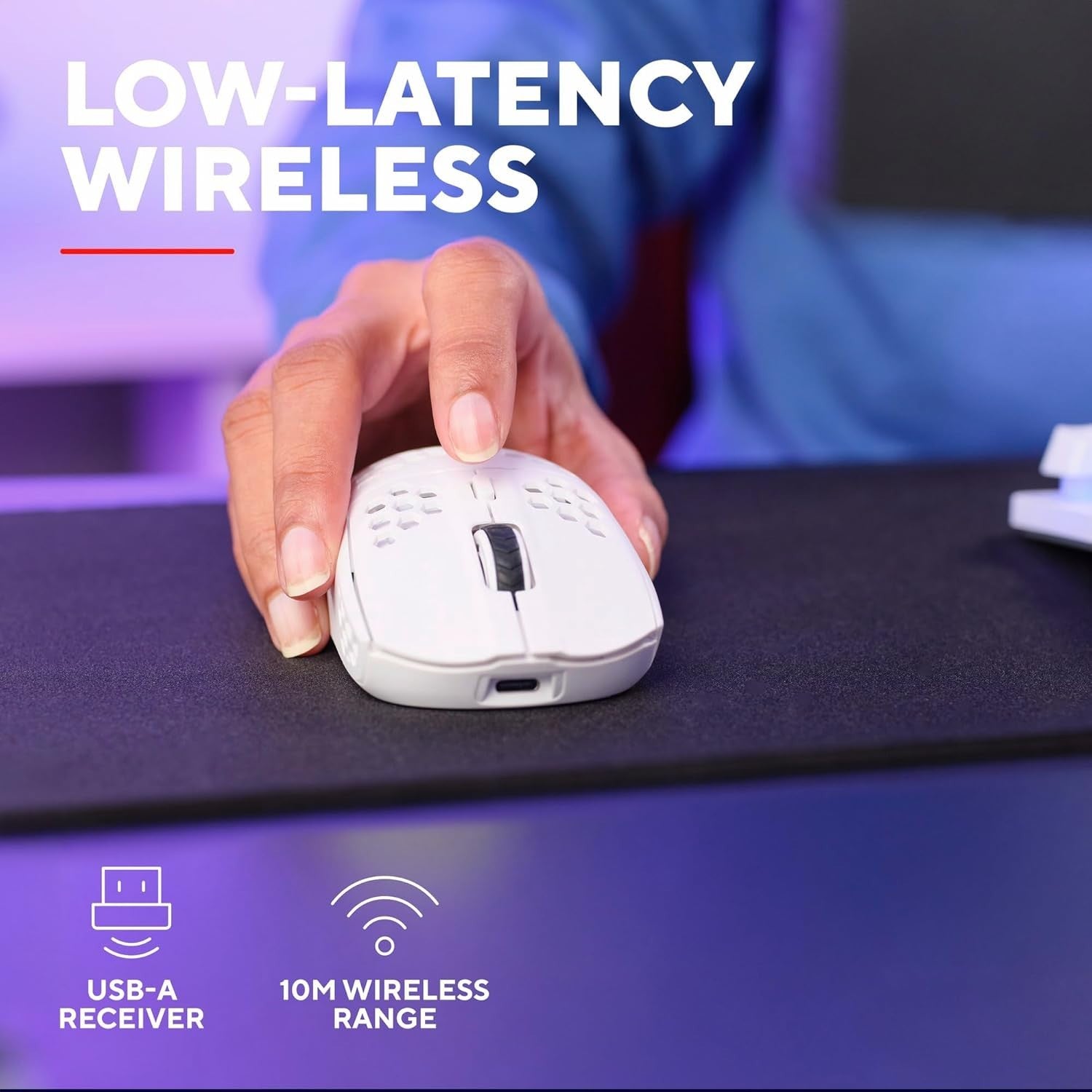 Ultralight Wireless Gaming Mouse 75g 80H RGB 4800 DPI White