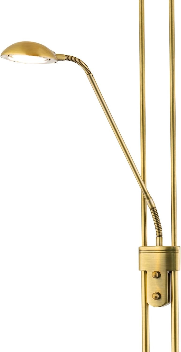 Antique Brass Mother Child Floor Lamp Dimmable LED Reading Light