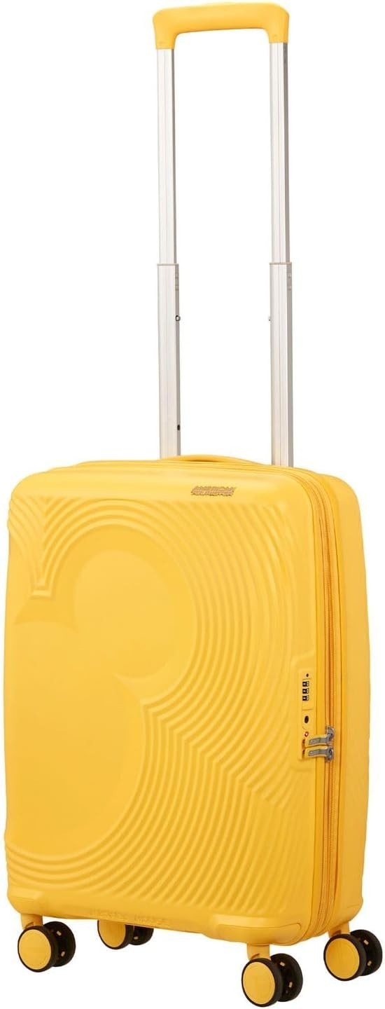 Cabin Hard Shell Suitcase Expandable 55cm TSA Lock Spinner Yellow