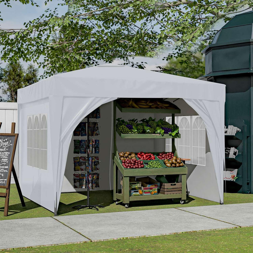 3x3M Pop Up Gazebo With Sides Garden Party Tent Steel Frame & Weight