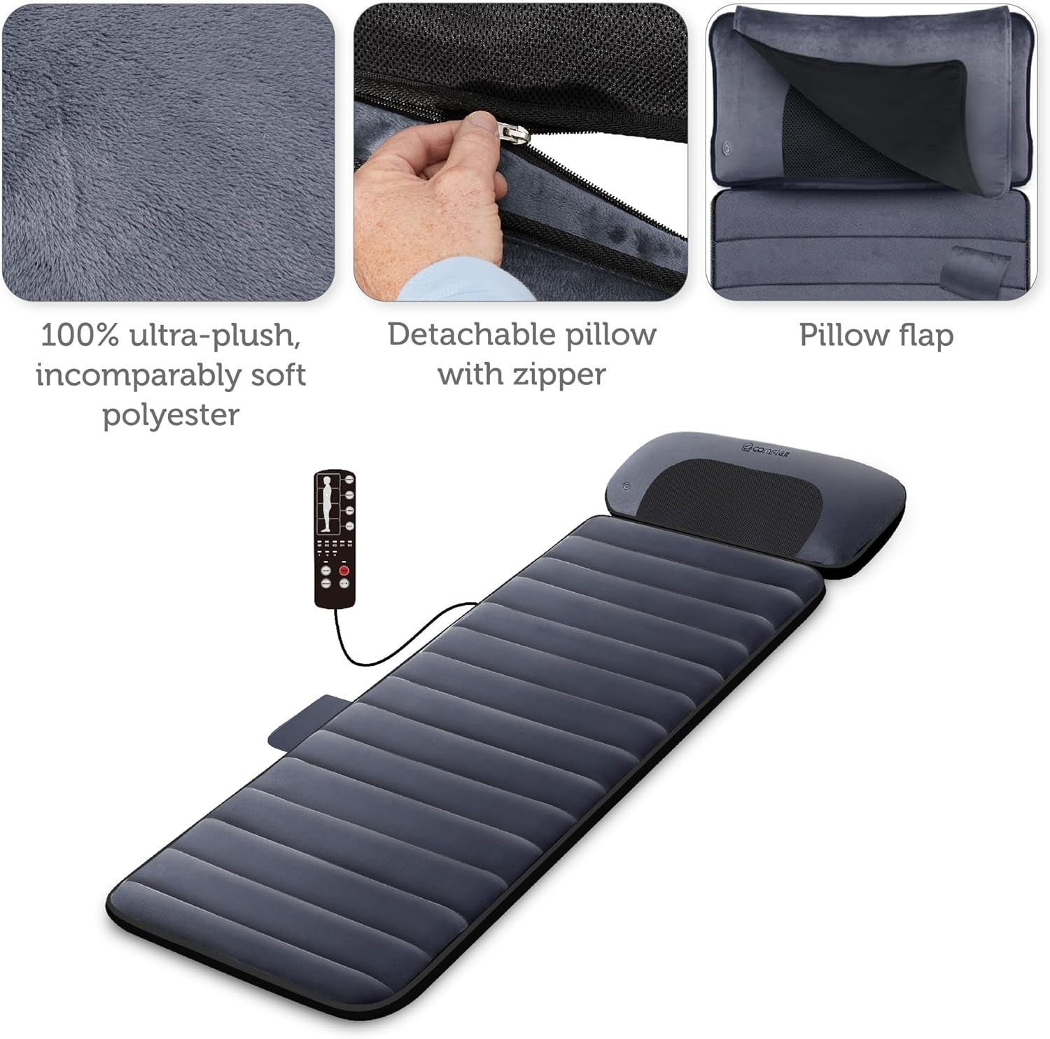 Heated Full Body Massage Mat 10 Motors Neck Back Relief Pain Pad Bed