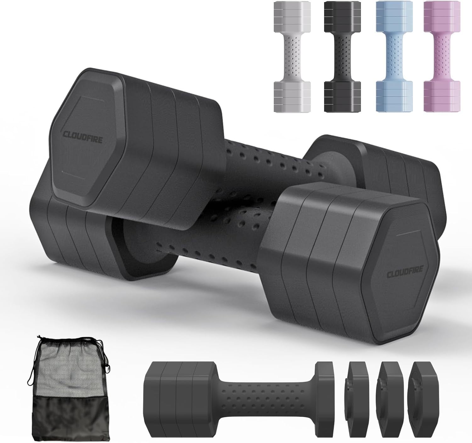 Women’s Adjustable Hand Weights 2–5lb Dial Dumbbells Compact Home Fitness