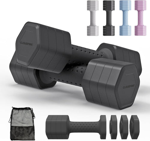 Women’s Adjustable Hand Weights 2–5lb Dial Dumbbells Compact Home Fitness