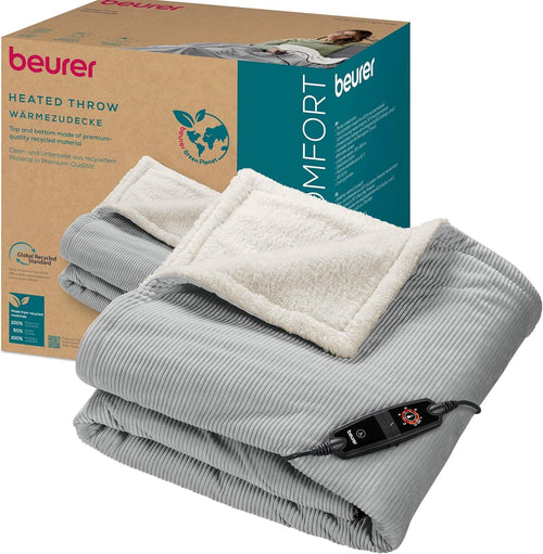 Electric Heated Throw Blanket 6 Heat Settings Auto Shut Off Soft Cord Fabric