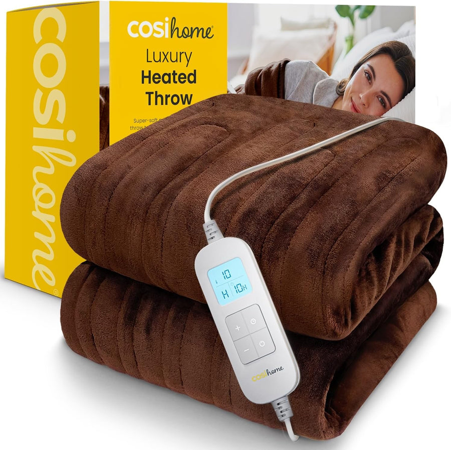 Electric Heated Throw Blanket 10 Heat Levels Timer Remote Washable 160x130cm