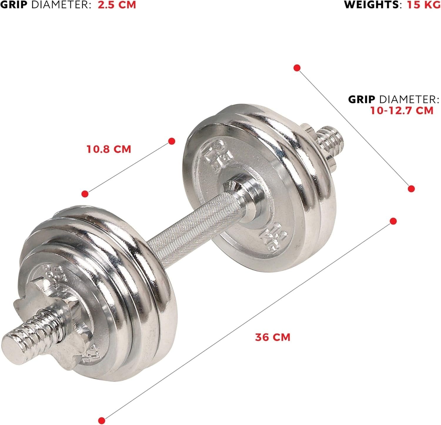 15kg Adjustable Dumbbell Set Carry Case Quick Lock Steel Home Gym