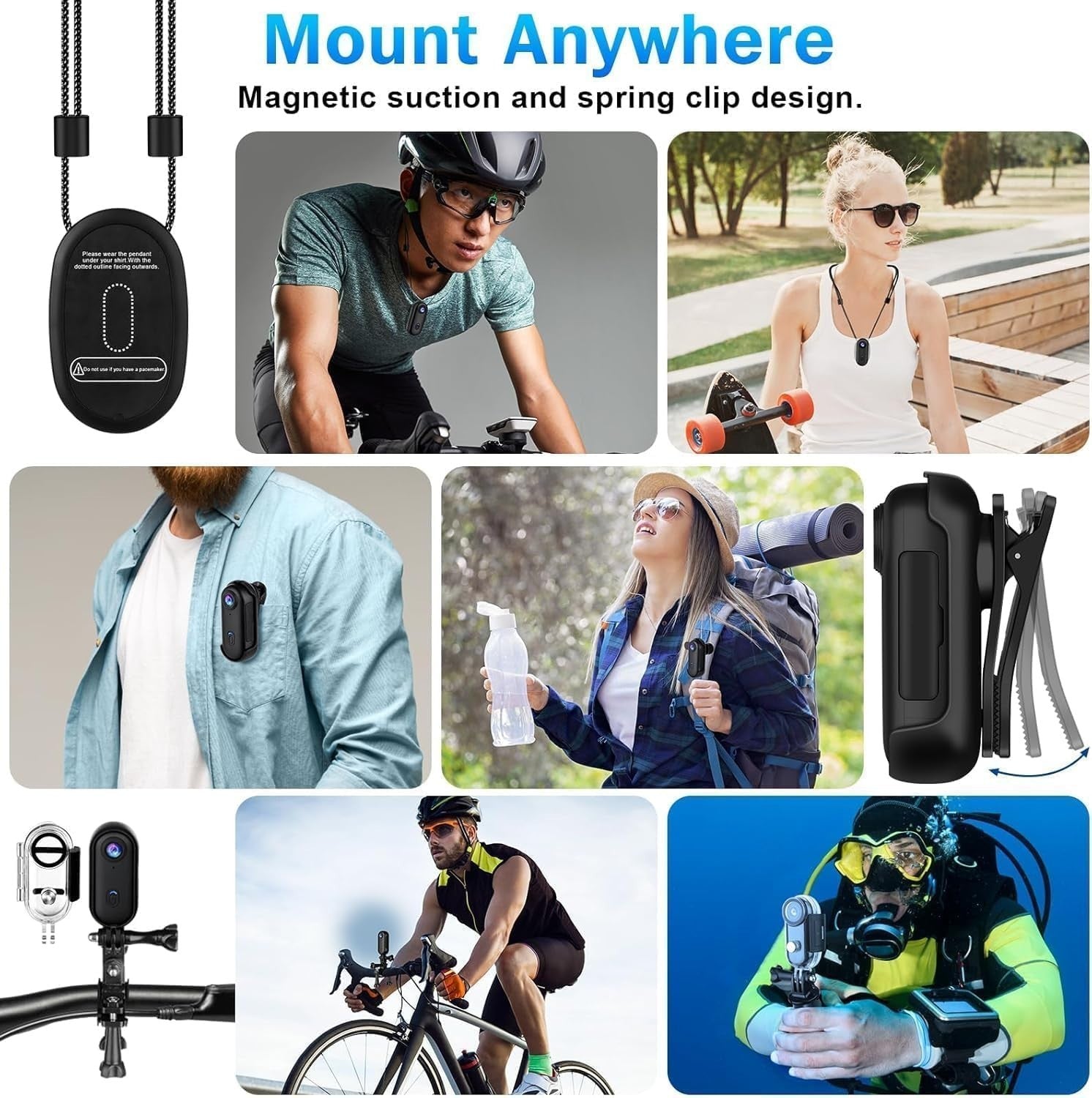 1080P Mini Action Camera WiFi Waterproof Helmet Body Cam Black
