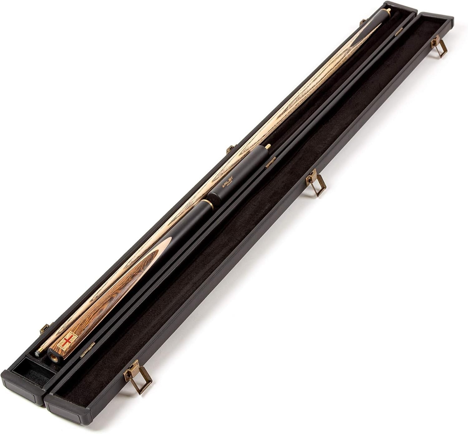 57" 3/4 Cut Snooker Cue Hand Spliced Ebony 9.5mm Tip Hard Case Set