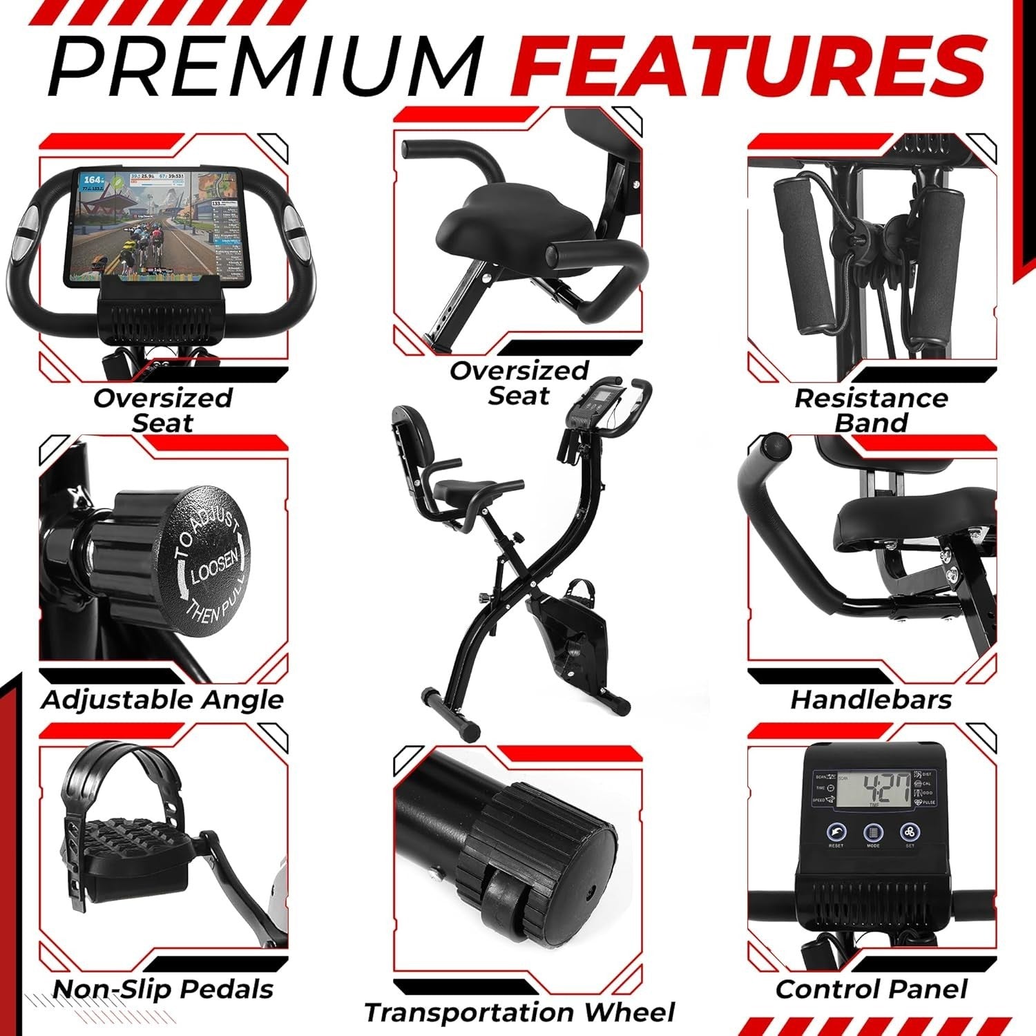 4-in-1 Folding Exercise Bike w/ Auto Magnetic Resistance, App & VR Compatible
