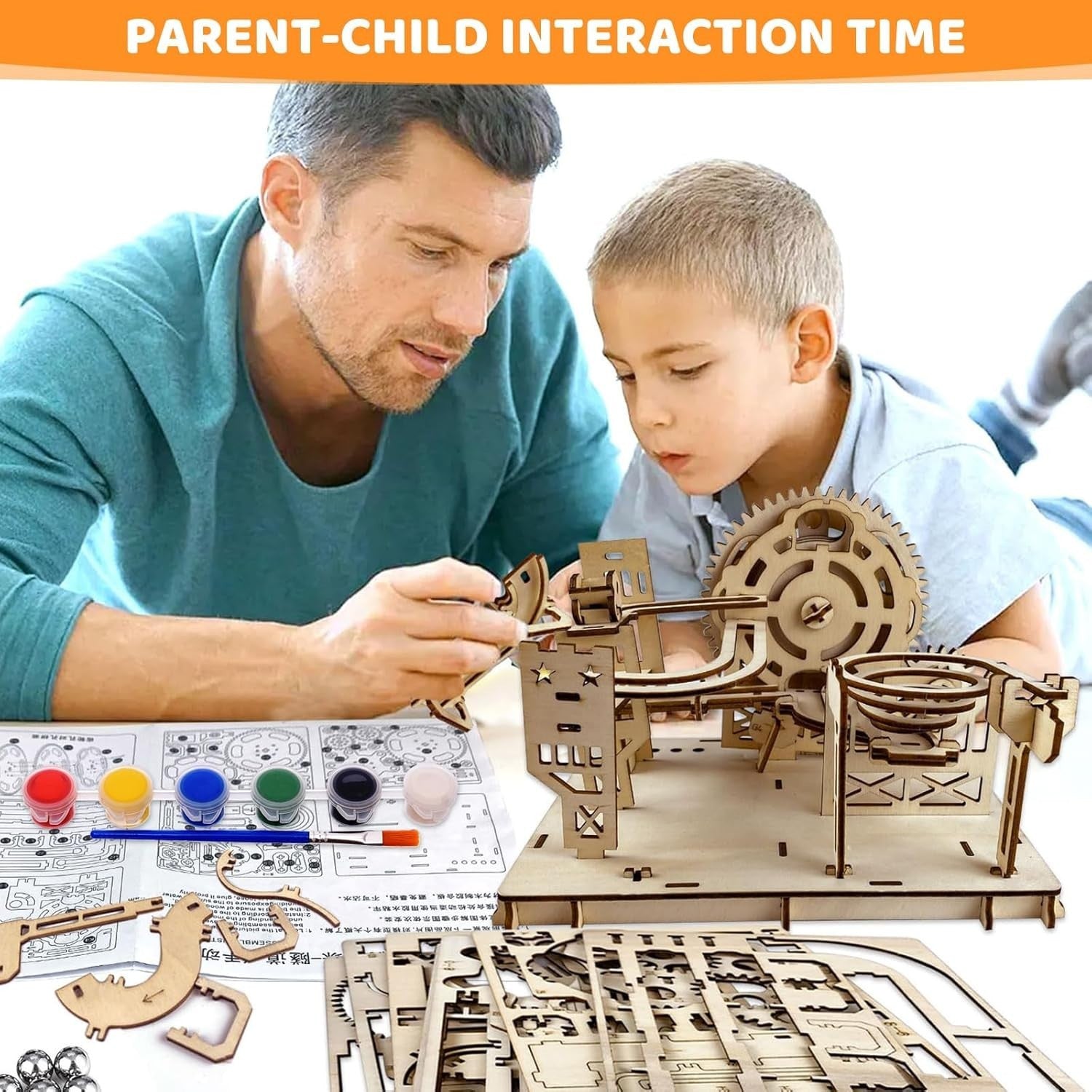 3D Wooden Marble Run Puzzle DIY Mechanical Model Kit for Adults & Teens