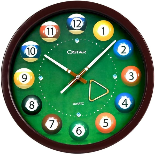 14" Pool Ball Wall Clock Billiards Theme Silent Quartz Bar Game Room Decor