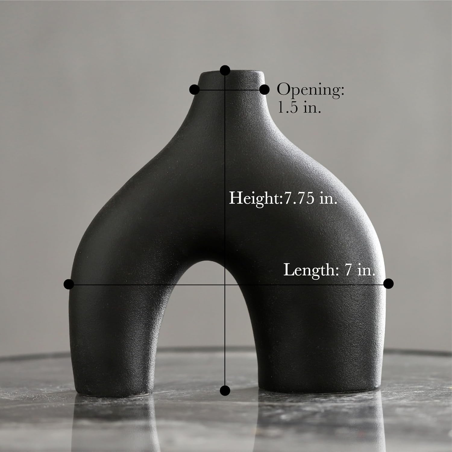 Black Ceramic Donut Vase Set Modern Nordic Hollow Decor Table Display
