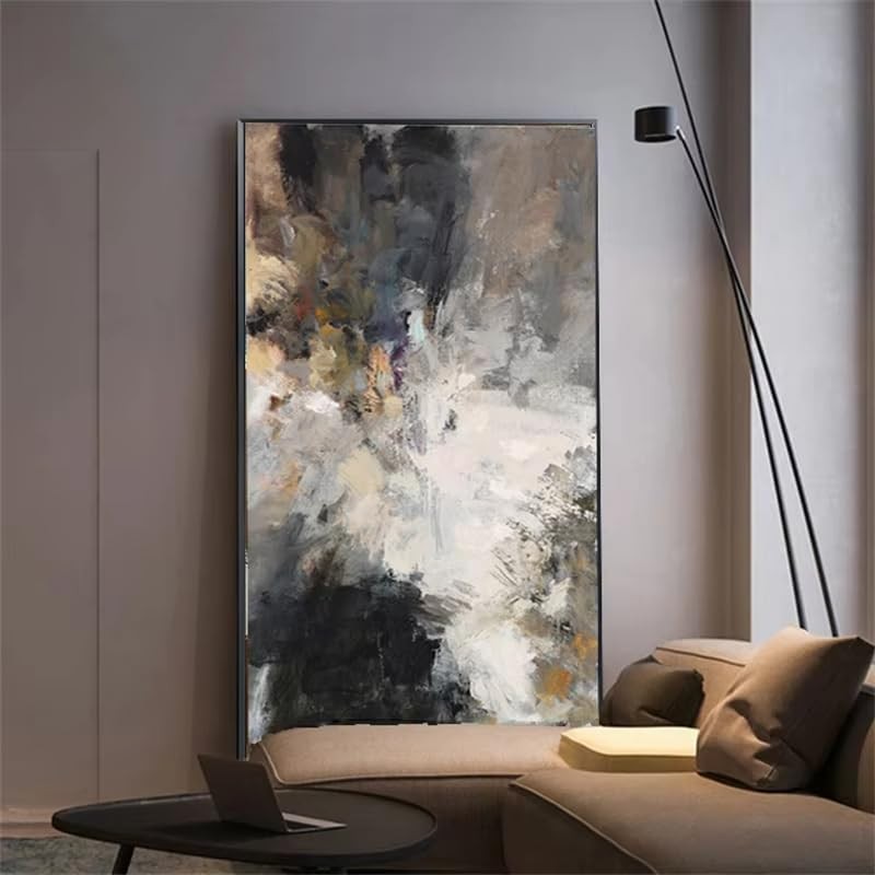 Extra Large Black White Abstract Canvas Wall Art 75x150cm
