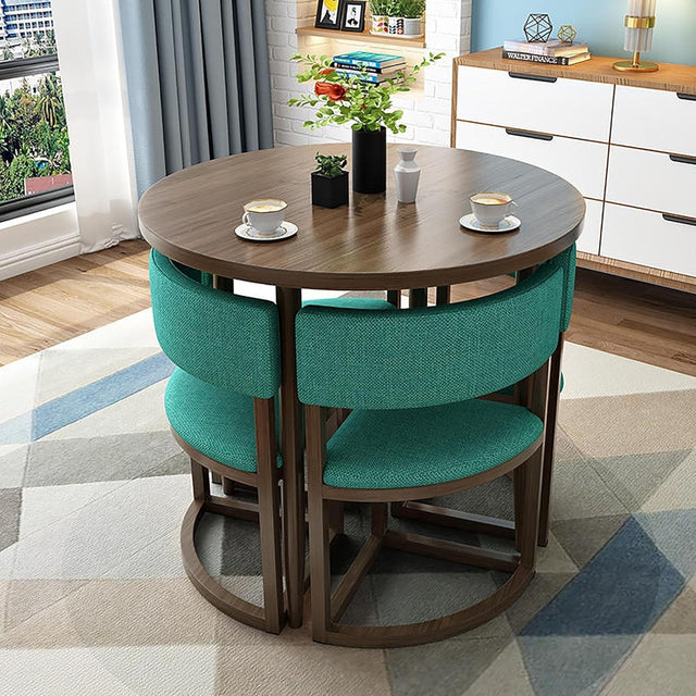 80cm Round Office Meeting Set – Compact Table with 4 Leather Padded Chairs