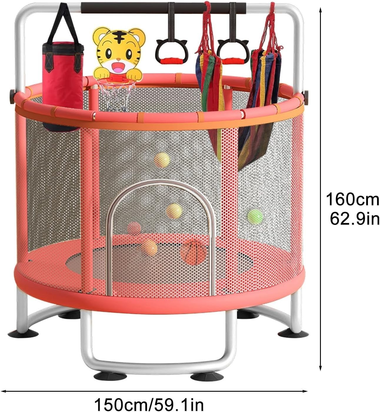 5FT Kids Trampoline Indoor Outdoor Toddler Play Gym Enclosure Hoop Set