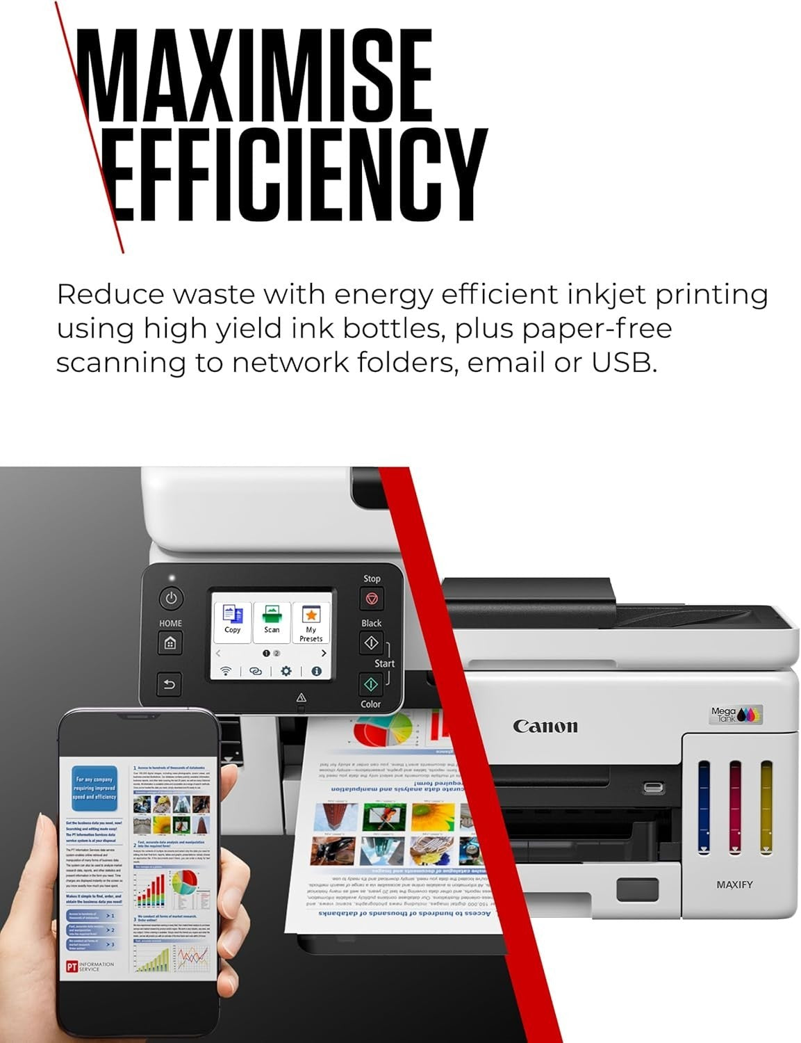 Compact Wireless Colour MegaTank Printer Scanner Copier Auto-Duplex