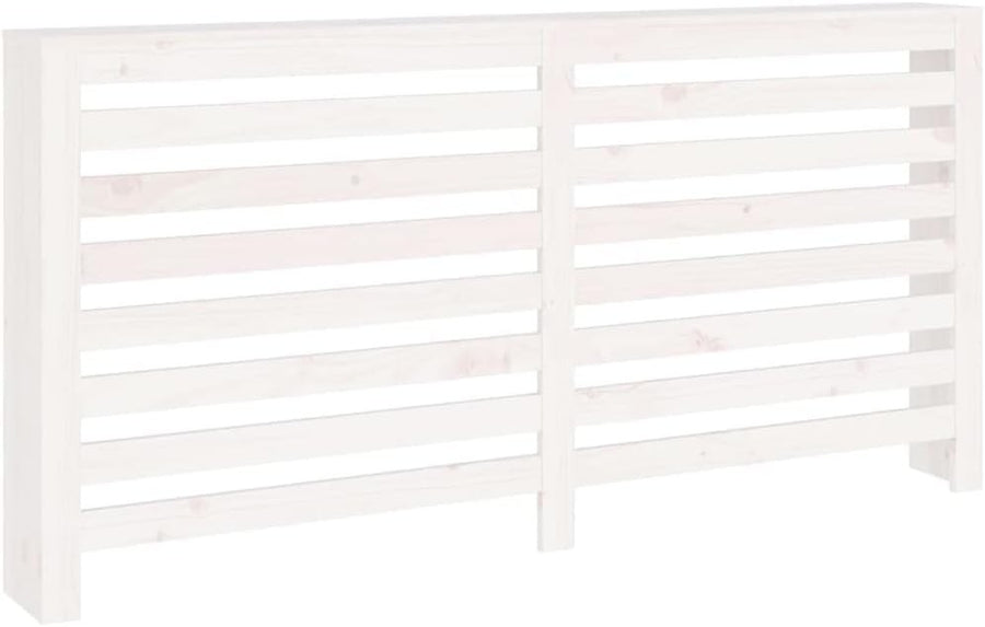 Modern White Radiator Cover Solid Pine Wood Slatted Shelf 169x19x84cm