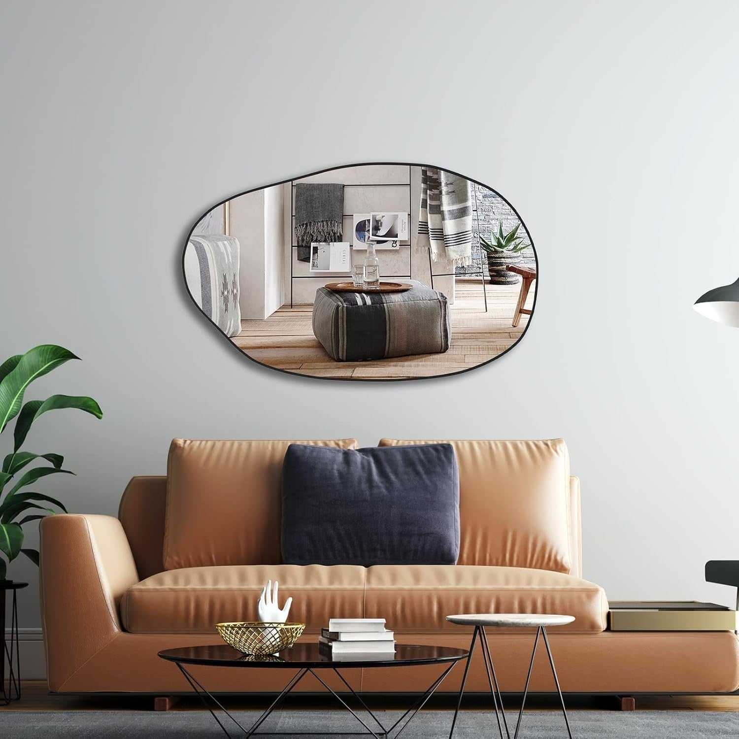 Irregular Wall Mirror 85x52cm Asymmetrical Hanging Mirror for Hallway