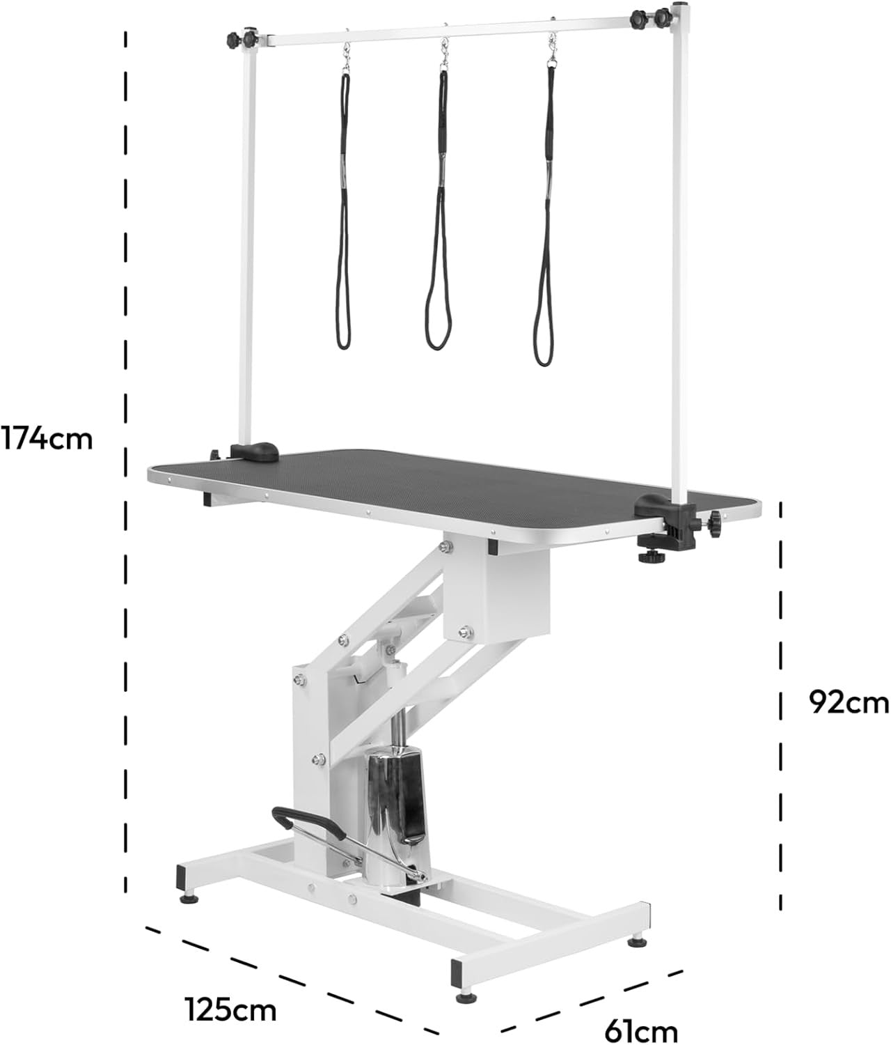 Large Hydraulic Dog Grooming Table Adjustable Height Non Slip Top H Bar