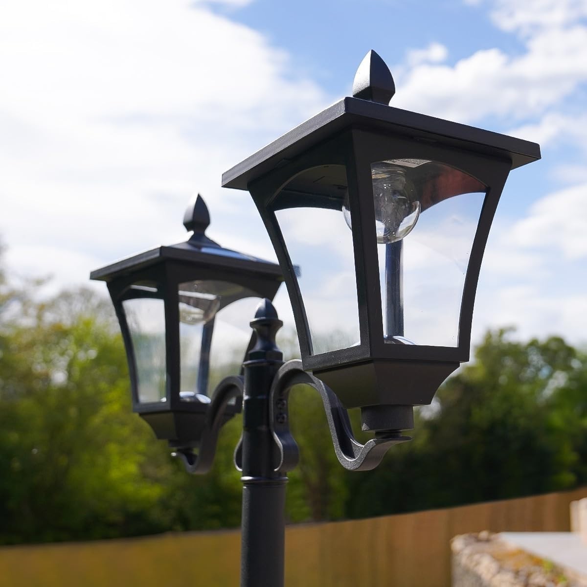 Lights 7ft Solar Twin Head Victorian Lamp Post Warm White