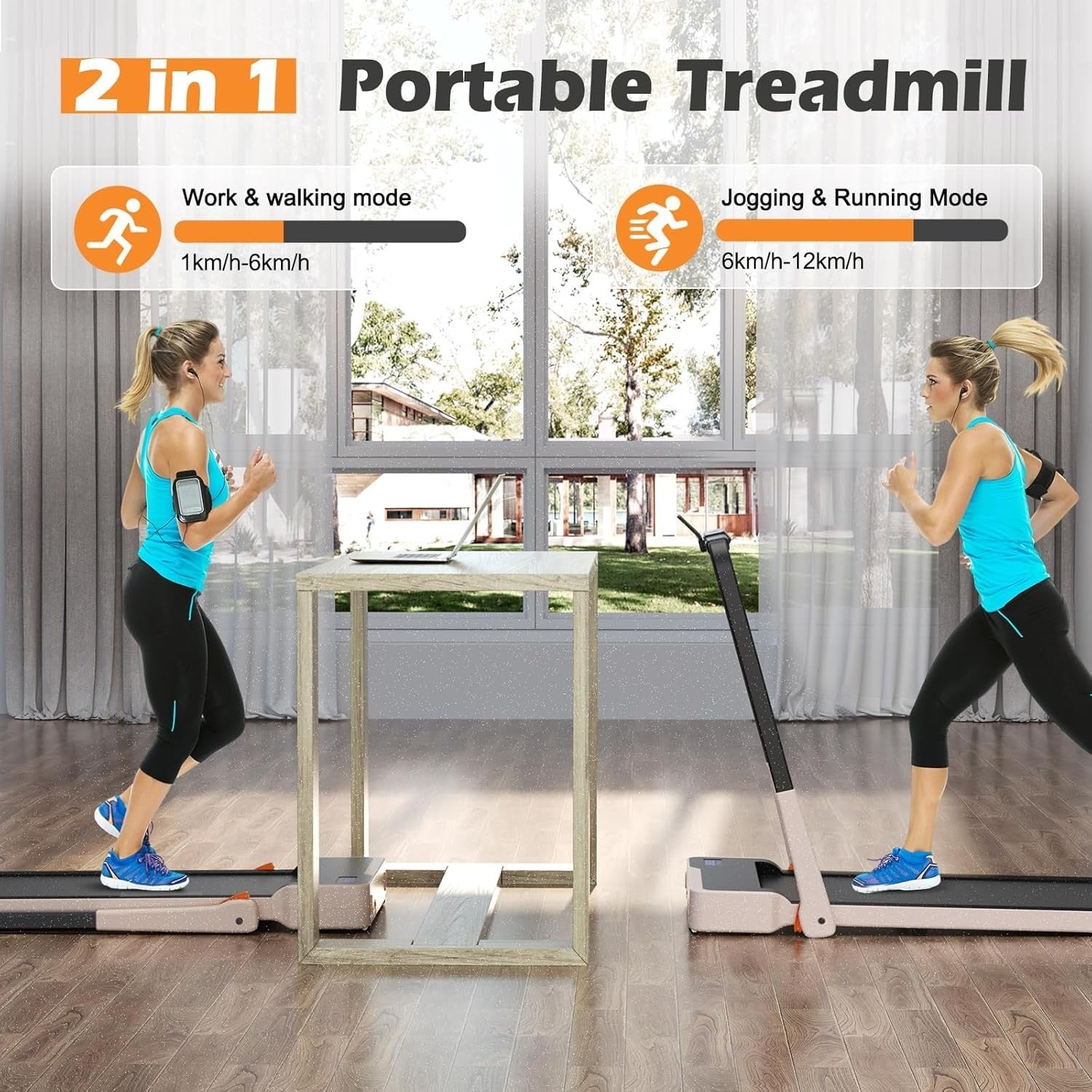 Foldable Home Treadmill 2.5HP LED Display Remote Quiet Walking Running