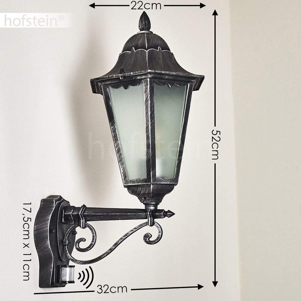 Outdoor Wall Lamp Lignac Frost with Motion Detector, Antique Black/Silver, E27