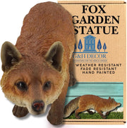 Realistic Fox Garden Ornament Sitting | Weatherproof Resin Woodland Animal Decor