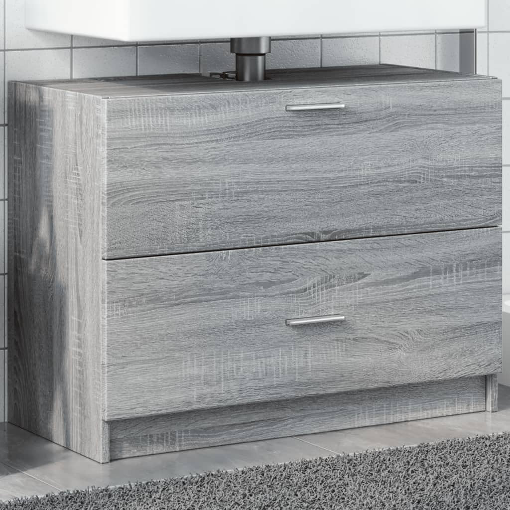 Grey Sonoma Bathroom Sink Cabinet 78x37x59cm Modern Under Sink Vanity Storage
