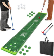 Portable Golf Pong Putting Green Game Set Indoor Outdoor w Putters Balls Bag