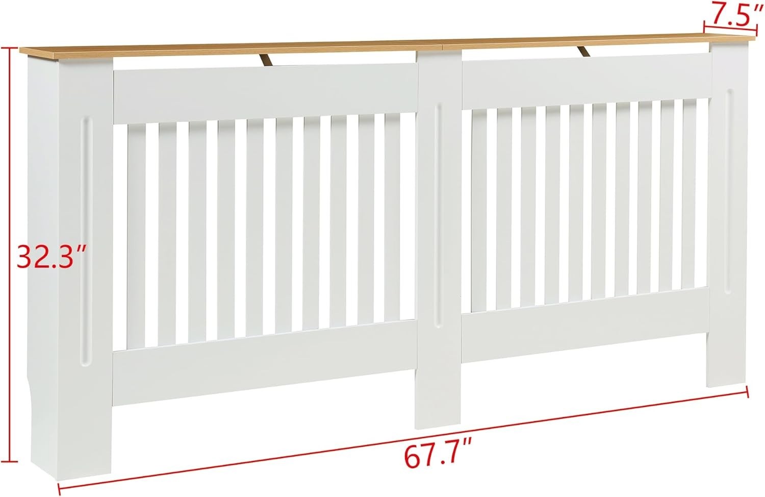 Radiator Cover White Wood Cabinet XL | Traditional Grill Design MDF Top